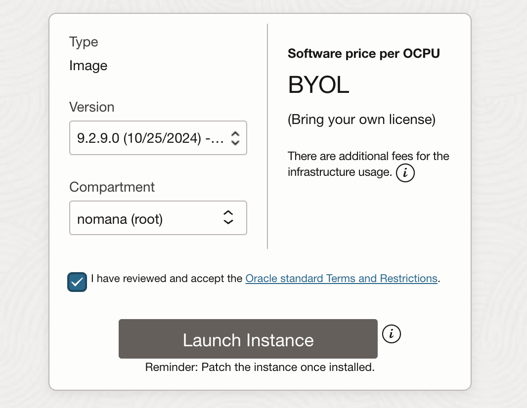 Launching the instance from the Marketplace