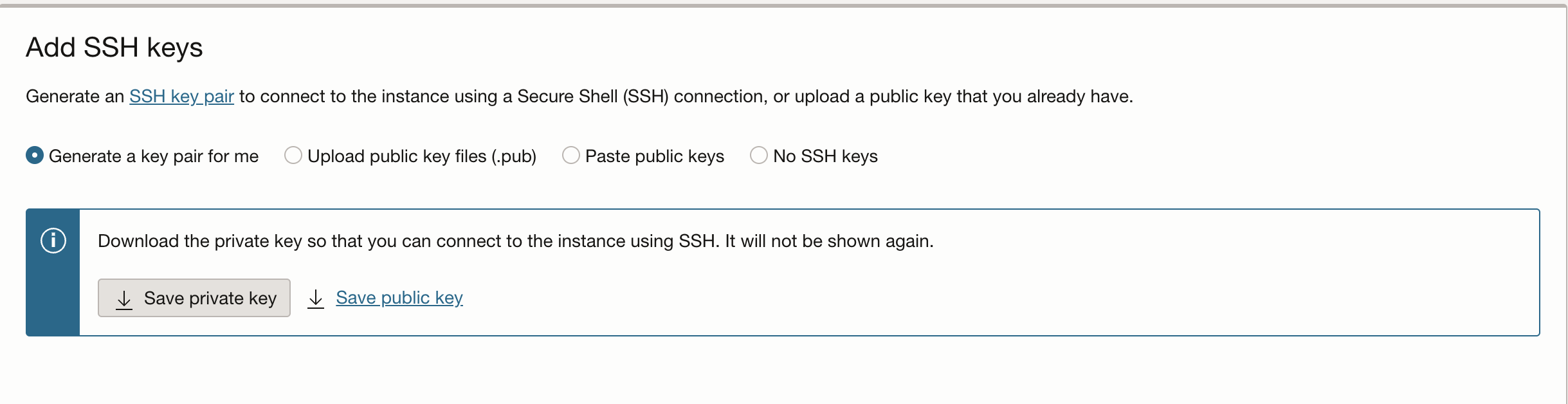 SSH key options